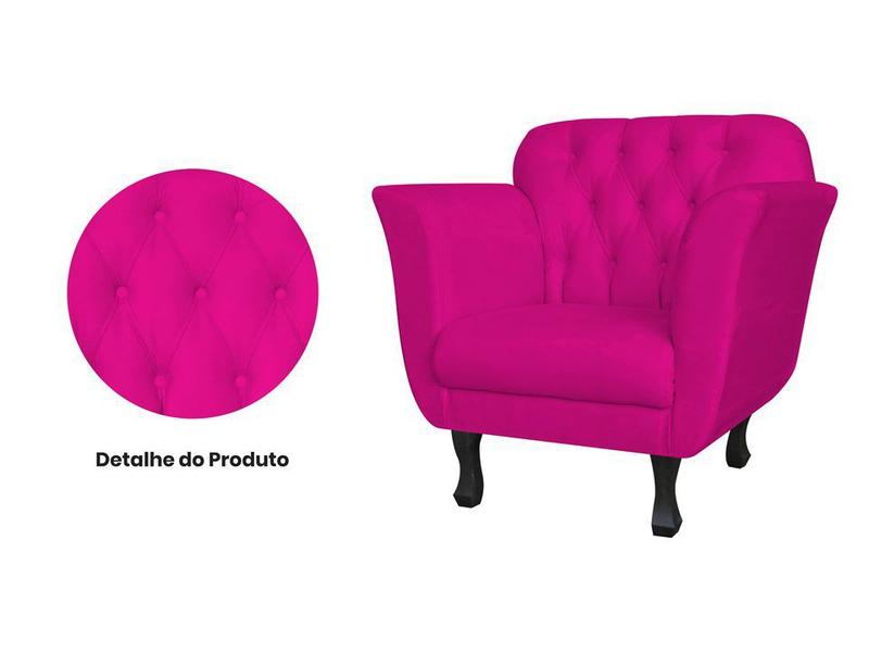 Imagem de Kit 2 Poltronas Decorativa Helena Couro Rosa Pink Pés Madeira Mz Decor