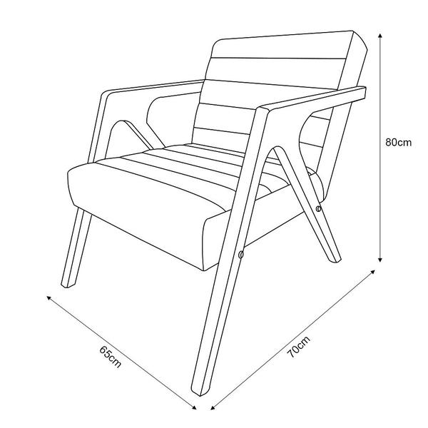 Imagem de Kit 2 Poltronas Decorativa Ísis Base em Madeira Maciça em Veludo Bege