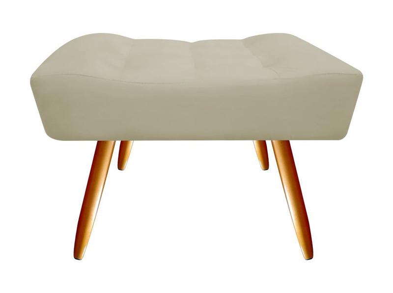 Imagem de Kit 2 Poltronas Decorativa Isis + Puff Retangular Suede Bege Pés Madeira Mz Decor