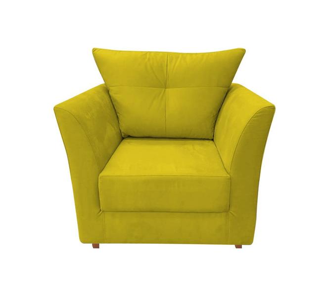 Imagem de Kit 2 Poltronas Decorativa Isis Suede Amarelo Pés Madeira Ms Decor