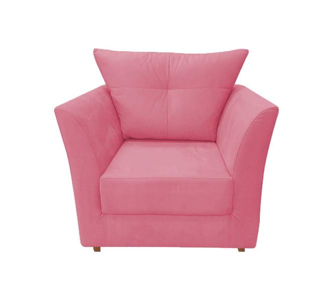 Imagem de Kit 2 Poltronas Decorativa Isis Suede Rosa Pés Madeira Mz Decor