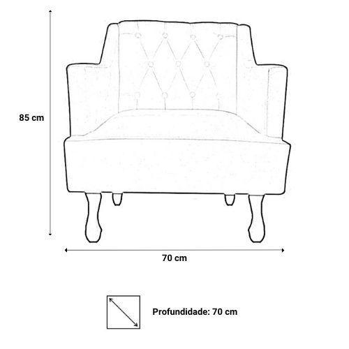 Imagem de Kit 2 Poltronas Decorativa Julia Couro Bege Pés Madeira Mz Decor