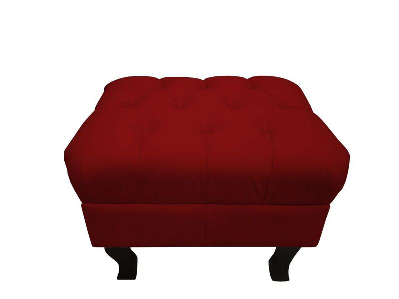 Imagem de Kit 2 Poltronas Decorativa Julia + Puff Luis Xv Suede Vermelho Pés Madeira Ms Decor