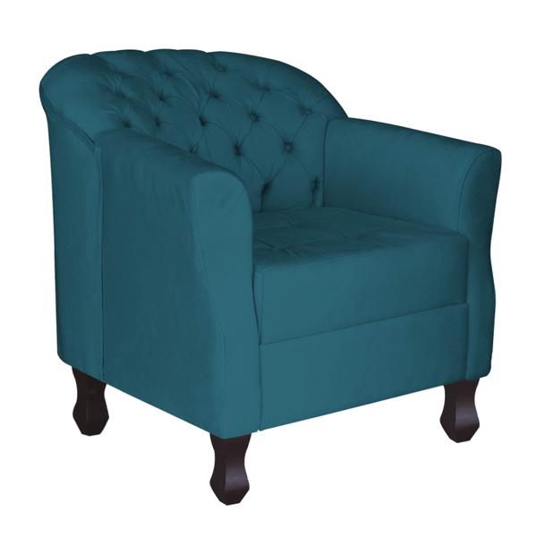 Imagem de Kit 2 Poltronas Decorativa Júlia Suede Azul Petróleo