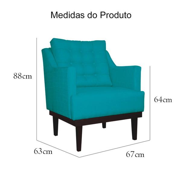 Imagem de Kit 2 Poltronas Decorativa Juliete Suede Azul Tifany Pés Madeira Mz Decor