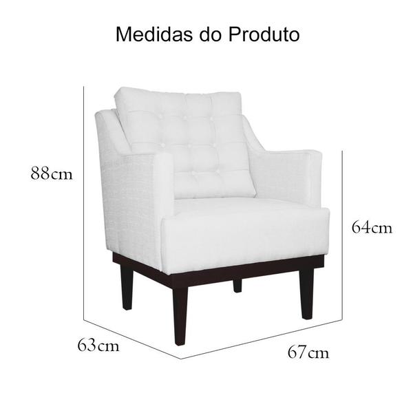 Imagem de Kit 2 Poltronas Decorativa Juliete Suede Branco Pés Madeira Ms Decor