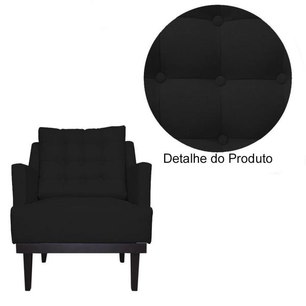 Imagem de Kit 2 Poltronas Decorativa Juliete Suede Preto Pés Madeira Mz Decor