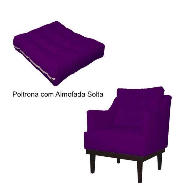 Imagem de Kit 2 Poltronas Decorativa Juliete Suede Roxo Pés Madeira Mz Decor