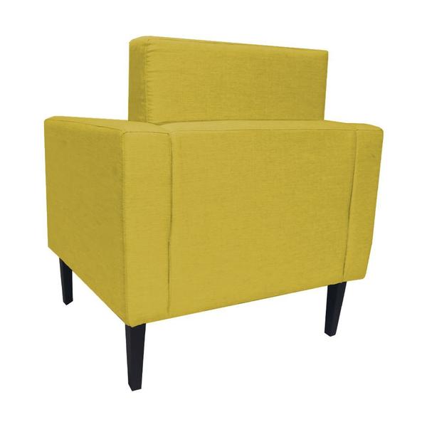 Imagem de Kit 2 Poltronas Decorativa Leticia Slim Couro Amarelo Pés Madeira Ms Decor