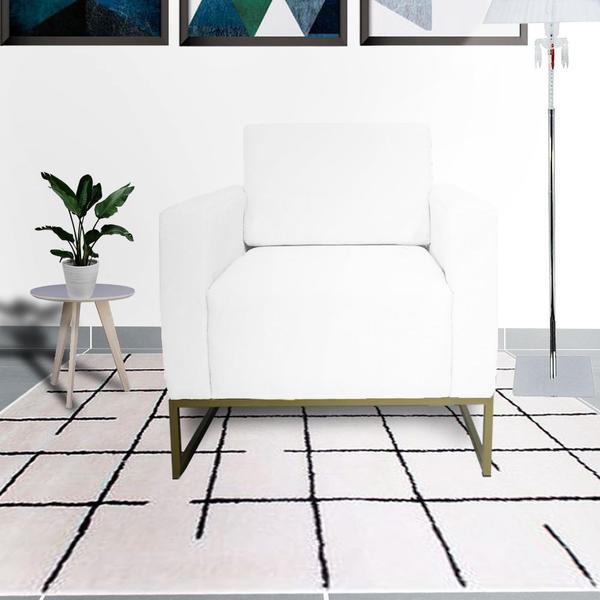 Imagem de Kit 2 Poltronas Decorativa Leticia Slim Couro Branco Base Metálica Ms Decor