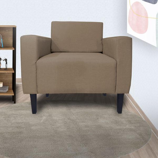 Imagem de Kit 2 Poltronas Decorativa Leticia Slim Suede Capuccino Pés Madeira Mz Decor