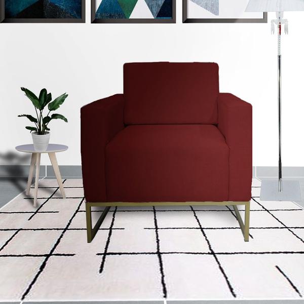 Imagem de Kit 2 Poltronas Decorativa Leticia Slim Suede Marsala Base Metálica Ms Decor