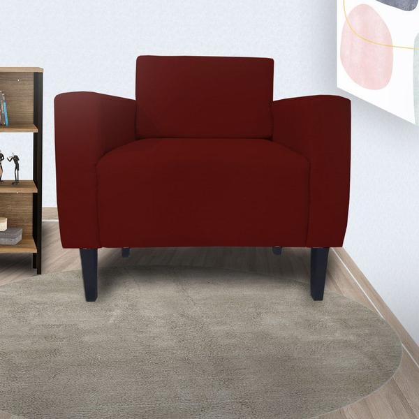 Imagem de Kit 2 Poltronas Decorativa Leticia Slim Suede Marsala Pés Madeira Mz Decor