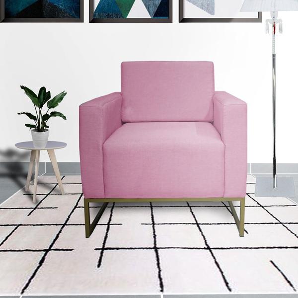 Imagem de Kit 2 Poltronas Decorativa Leticia Slim Suede Rosa Base Metálica Ms Decor