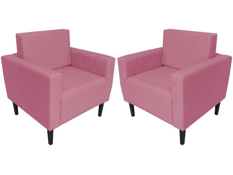 Imagem de Kit 2 Poltronas Decorativa Leticia Slim Suede Rosa Pés Madeira Mz Decor