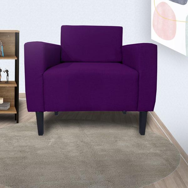 Imagem de Kit 2 Poltronas Decorativa Leticia Slim Suede Roxo Pés Madeira Ms Decor