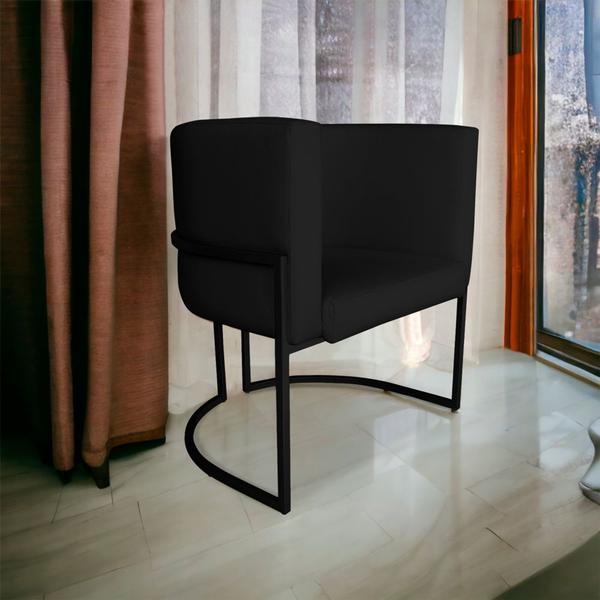 Imagem de Kit 2 Poltronas Decorativa Luana Base Preta PU Preto - Montanaris Decor