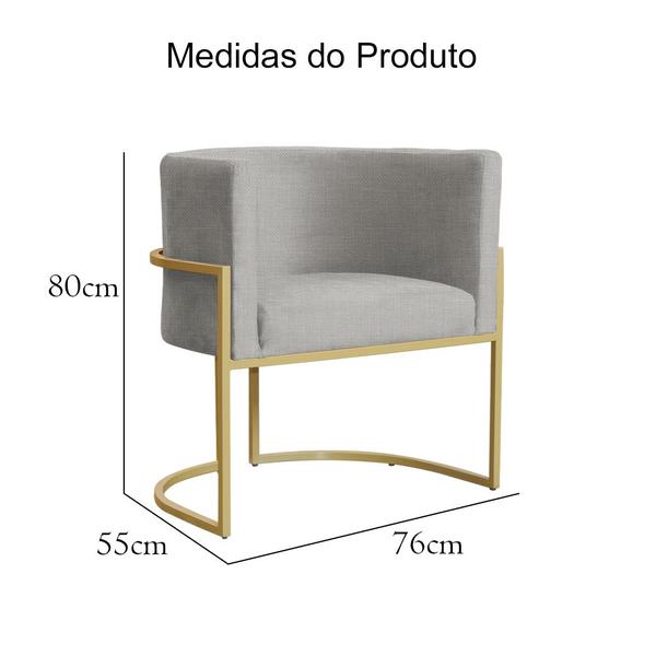 Imagem de Kit 2 Poltronas Decorativa Luana Linho Bege Base Dourada Mz Decor