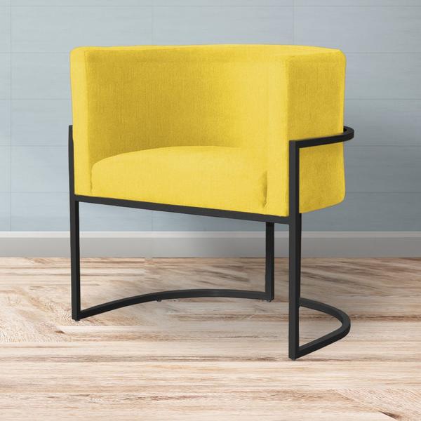 Imagem de Kit 2 Poltronas Decorativa Luana Suede Amarelo Base Preta Ms Decor