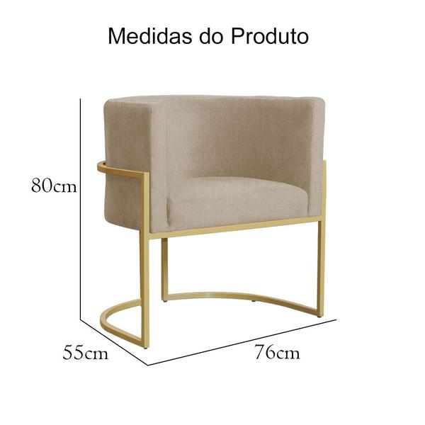 Imagem de Kit 2 Poltronas Decorativa Luana Suede Capuccino Base Dourada Mz Decor