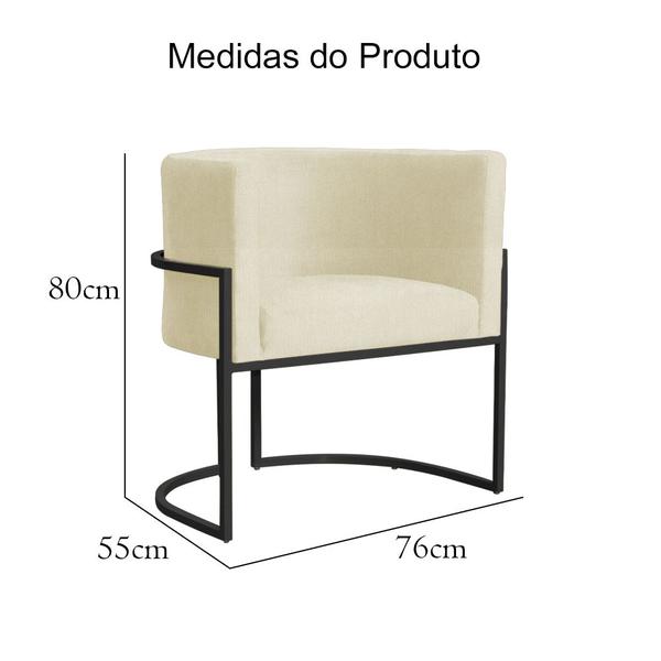 Imagem de Kit 2 Poltronas Decorativa Luana Suede Marfim Base Preta Mz Decor