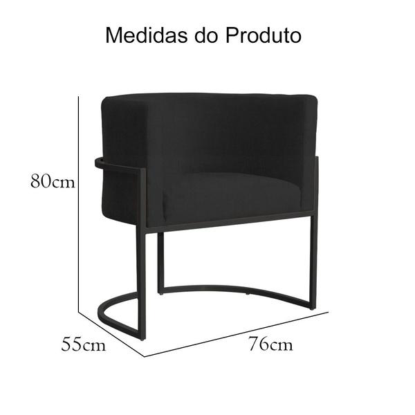 Imagem de Kit 2 Poltronas Decorativa Luana Suede Preto Base Preta Ms Decor