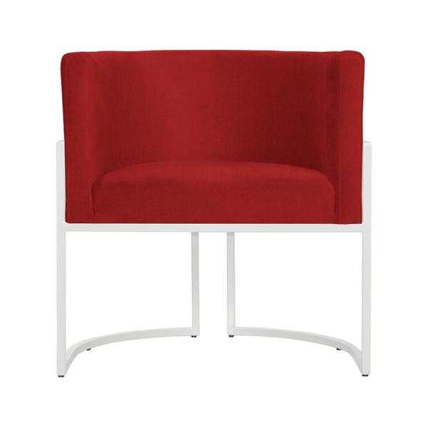 Imagem de Kit 2 Poltronas Decorativa Luana Suede Vermelho Base Branca Ms Decor