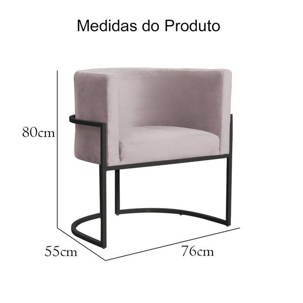 Imagem de Kit 2 Poltronas Decorativa Luana Veludo Rosê Base Preta Mz Decor