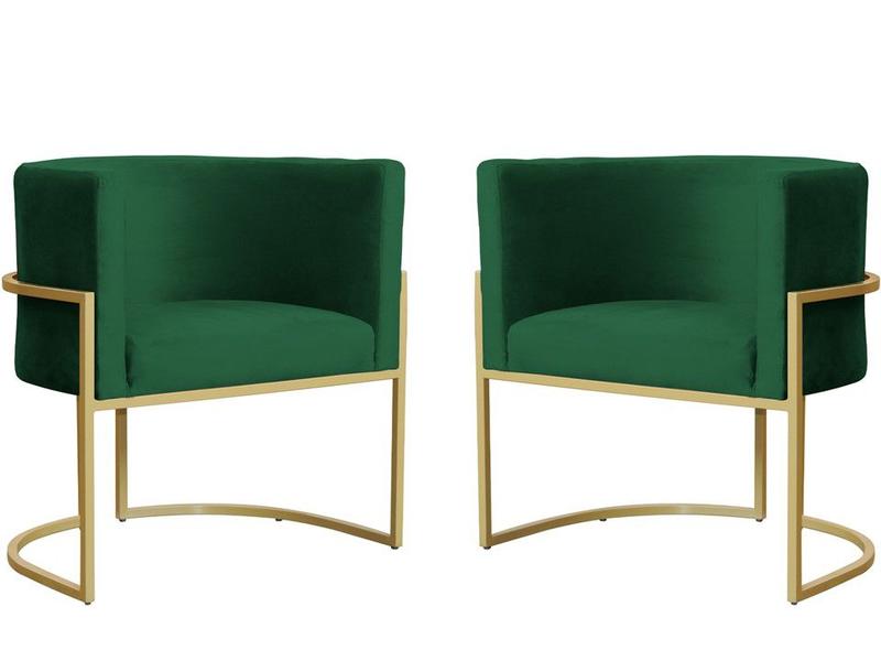 Imagem de Kit 2 Poltronas Decorativa Luana Veludo Verde Base Dourada Mz Decor