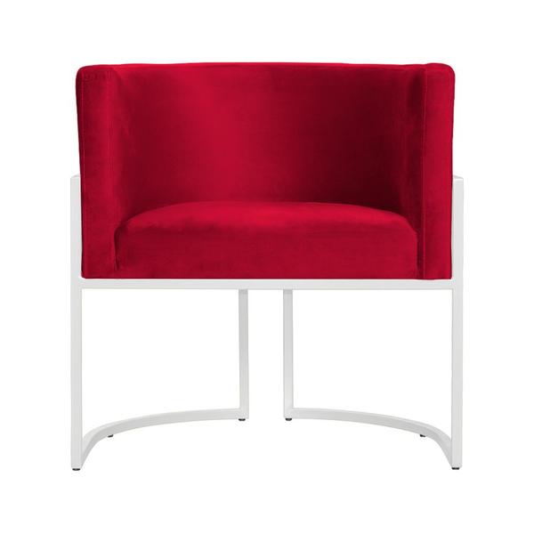 Imagem de Kit 2 Poltronas Decorativa Luana Veludo Vermelho Base Branca Ms Decor