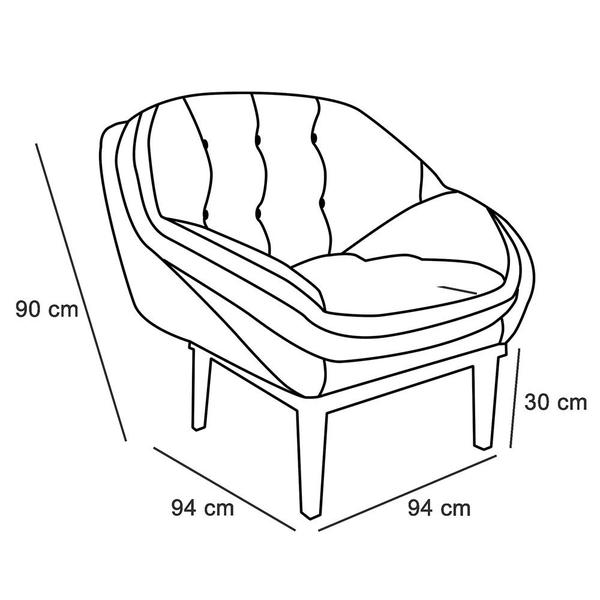 Imagem de Kit 2 Poltronas Decorativa Marcela Veludo Base Madeira Castanho - Pallazio