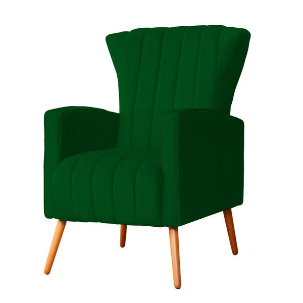 Imagem de Kit 2 Poltronas Decorativa Melinda Suede Verde Pés Madeira Ms Decor