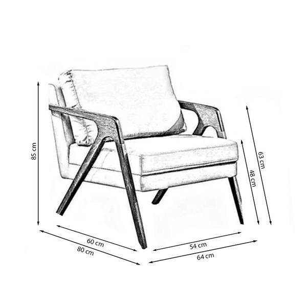 Imagem de Kit 2 Poltronas Decorativa Mona Luxo Linho Bege e Base Madeira Maciça