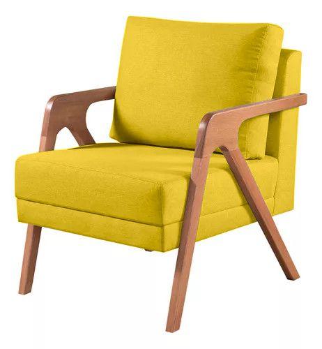 Imagem de Kit 2 Poltronas Decorativa Mona Suede Amarelo - Kimi Décor