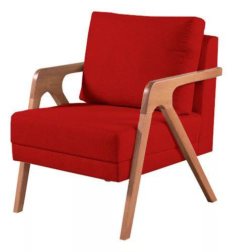 Imagem de Kit 2 Poltronas Decorativa Mona Suede Vermelho - Kimi Décor