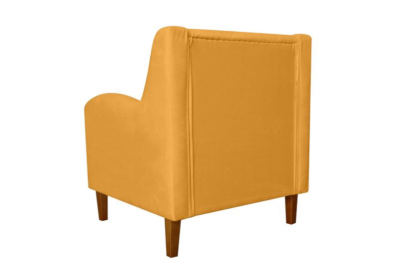 Imagem de Kit 2 Poltronas Decorativa Munique Suede Amarelo Pés Madeira Ms Decor