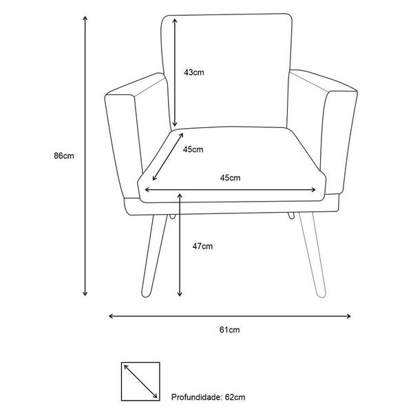 Imagem de Kit 2 Poltronas Decorativa Nina Capitonê Couro Marrom Pés Madeira Mz Decor