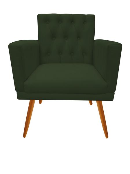 Imagem de Kit 2 Poltronas Decorativa Nina Capitonê Suede Verde Pés Madeira Mz Decor