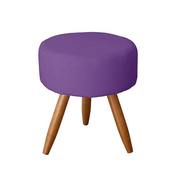 Imagem de Kit 2 Poltronas Decorativa Nina com Estrutura Madeira Maciça e Puff Sófia Pés Palito Roxo Mafer