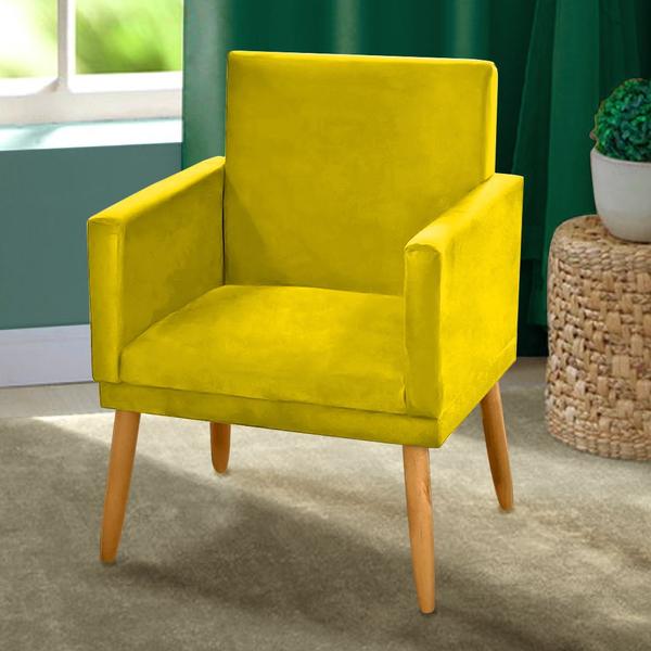 Kit 2 Poltronas Decorativa Nina CR suede amarelo p/ recepção - JBL ESTOFADOS Imagem de Kit 2 Poltronas Decorativa Nina CR suede amarelo p/ recepção