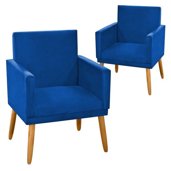 Imagem de Kit 2 Poltronas Decorativa Nina CR suede azul royal