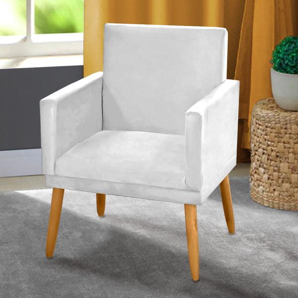 Imagem de Kit 2 Poltronas Decorativa Nina CR suede branco para casa