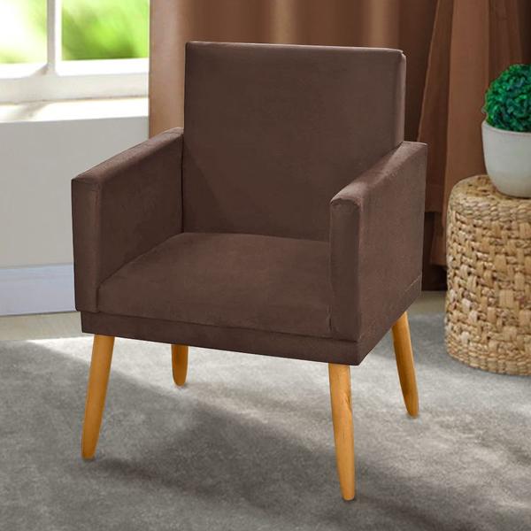 Imagem de Kit 2 Poltronas Decorativa Nina CR suede marrom para recepção