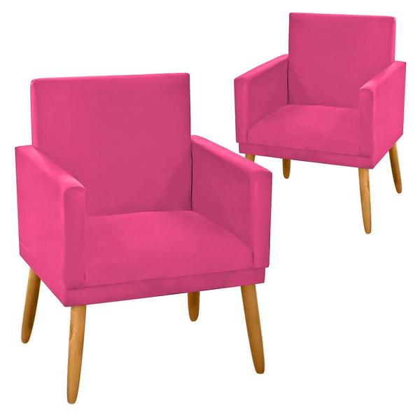 Imagem de Kit 2 Poltronas Decorativa Nina CR suede pink