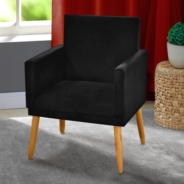 Imagem de Kit 2 Poltronas Decorativa Nina CR suede preto