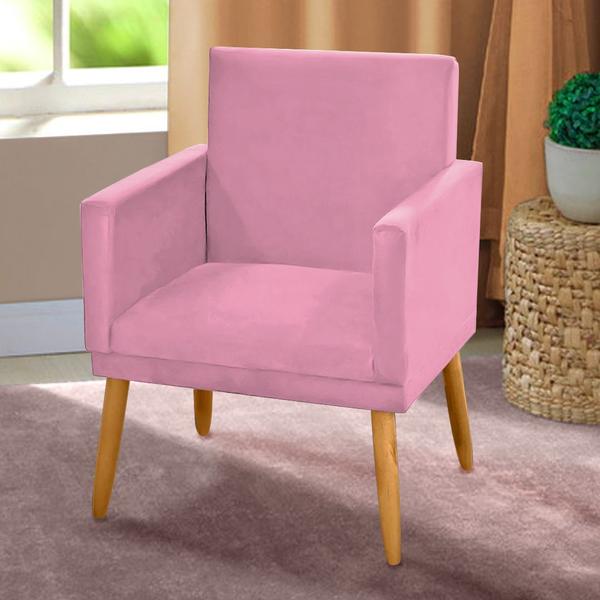 Imagem de Kit 2 Poltronas Decorativa Nina CR suede rosa para casa