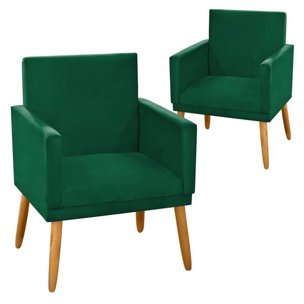 Imagem de Kit 2 Poltronas Decorativa Nina CR suede verde para sala