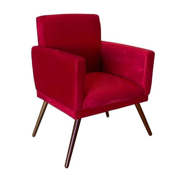 Imagem de Kit 2 Poltronas Decorativa Nina Rodapé Suede Vermelho - DS Móveis