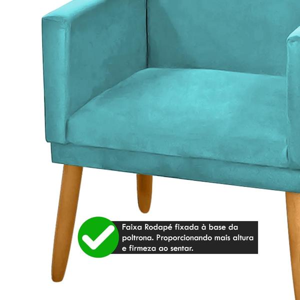 Imagem de Kit 2 Poltronas Decorativa Nina Suede Azul Tiffany com Rodapé-Maitê Moda Casa