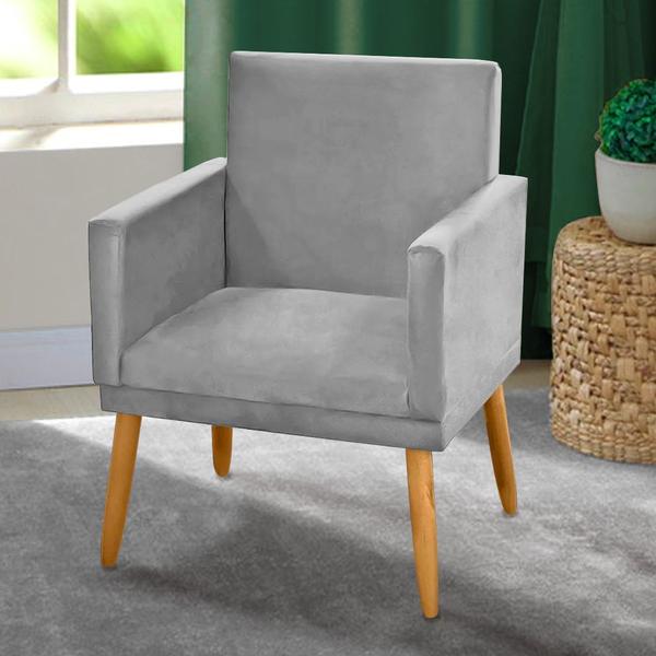 Imagem de Kit 2 Poltronas Decorativa Nina Suede Cinza Claro com Rodapé-Maitê Mda Casa